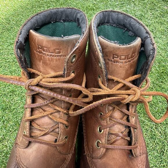Polo Ralph Lauren Burson Duck Leather Lace Up‎ Boots Mens Size 10 D Brown main image 10
